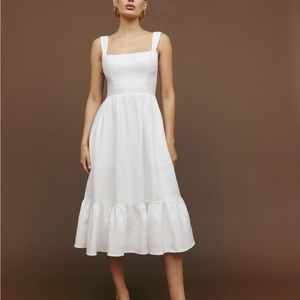 Reformation Bucatini Linen Dress in White Size 0